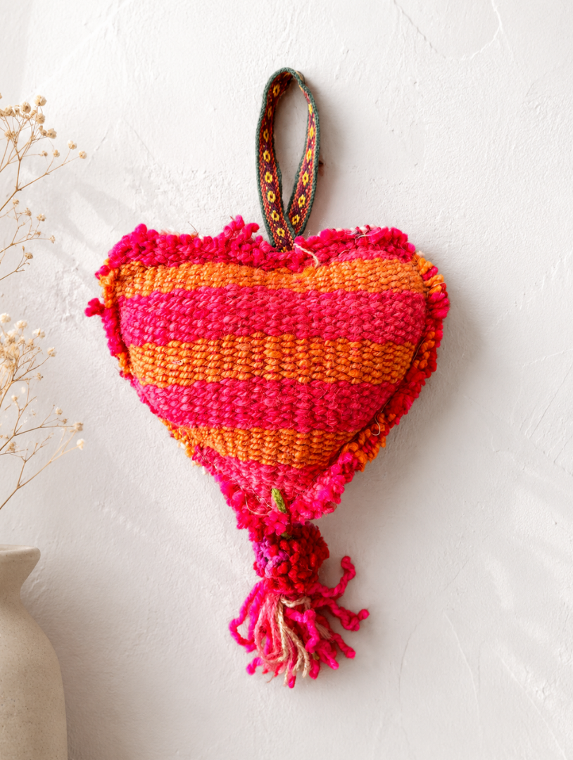 Handmade Wool Heart Ornaments