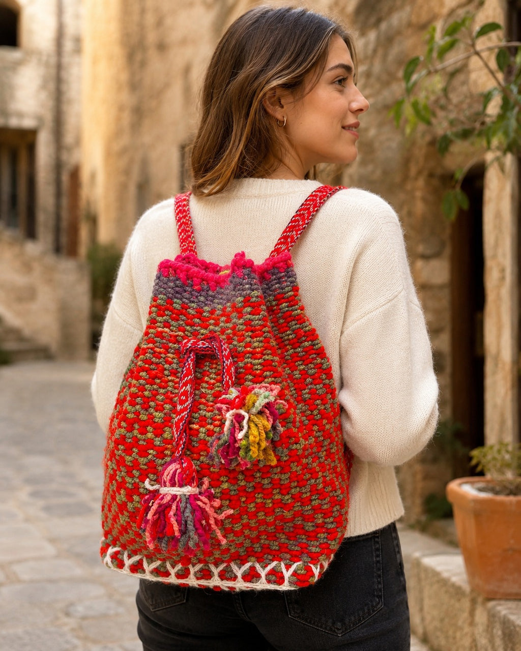 Small orange bag with patterns