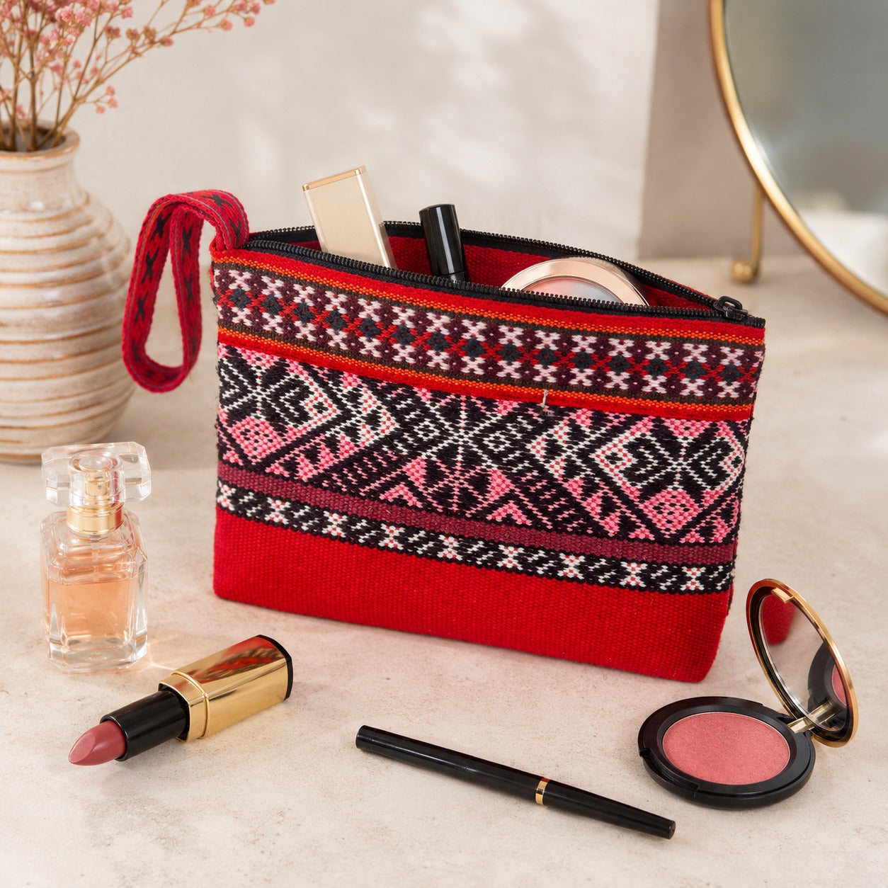 Red Woven Pencil Case