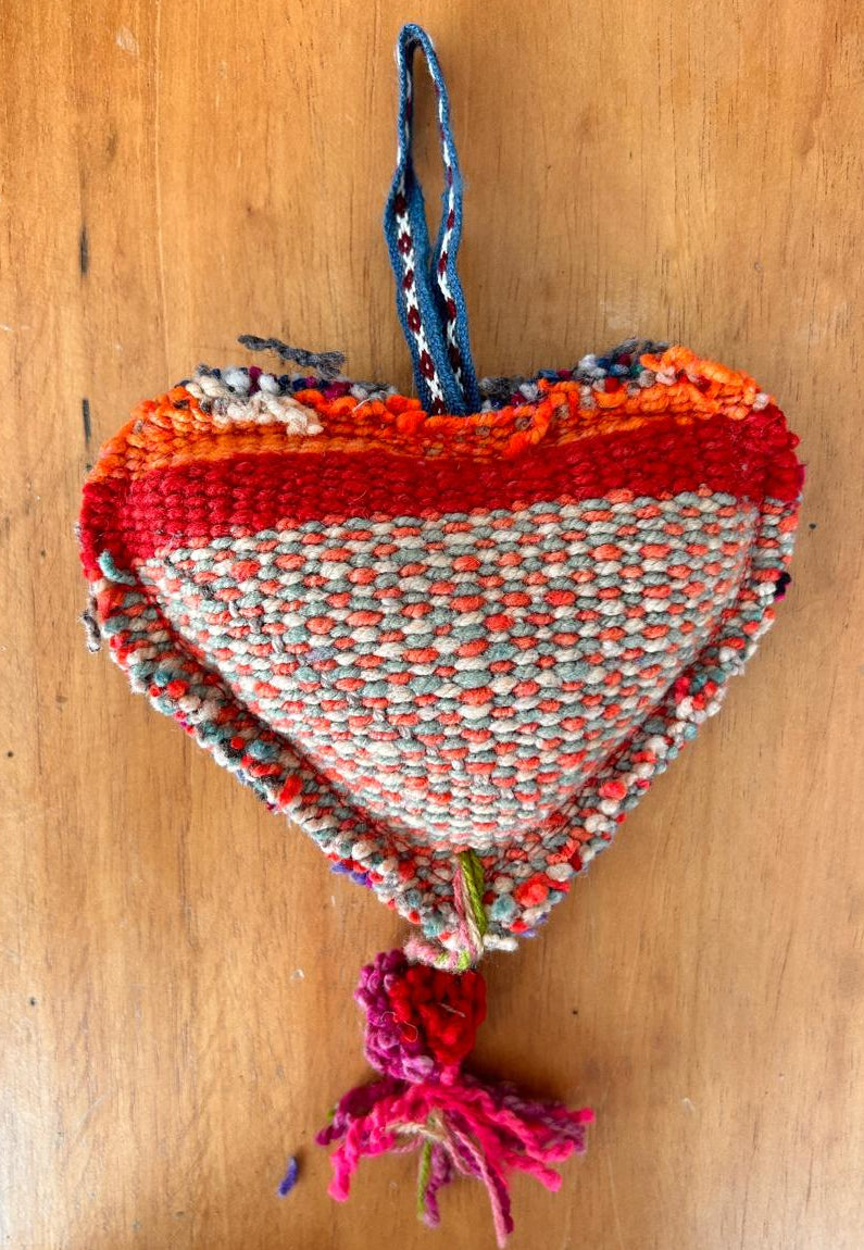 Handmade Andean Wool Heart Ornament – Andean Hanging Decor