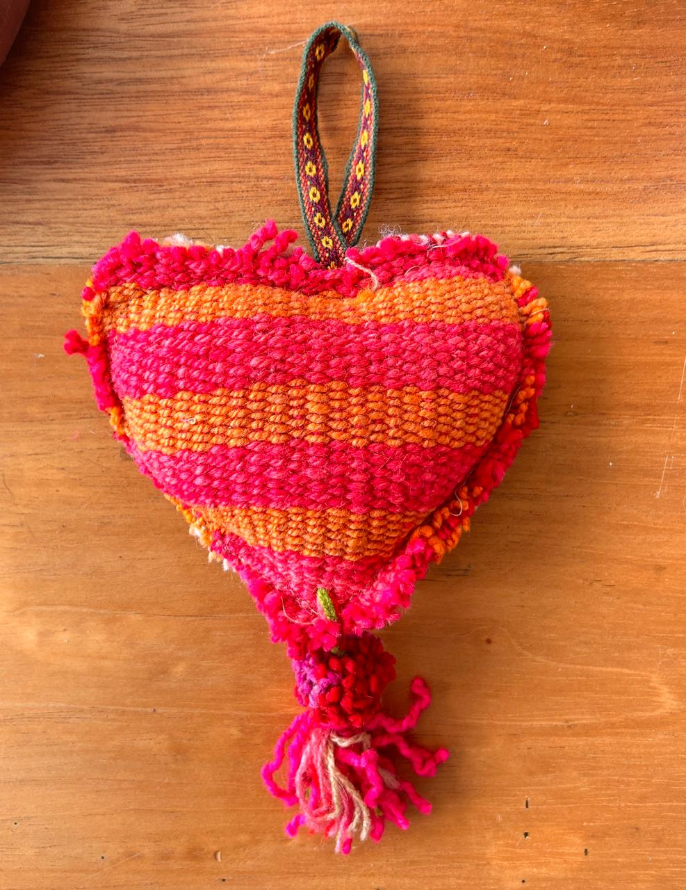 Handmade Andean Wool Heart Ornament – Andean Hanging Decor