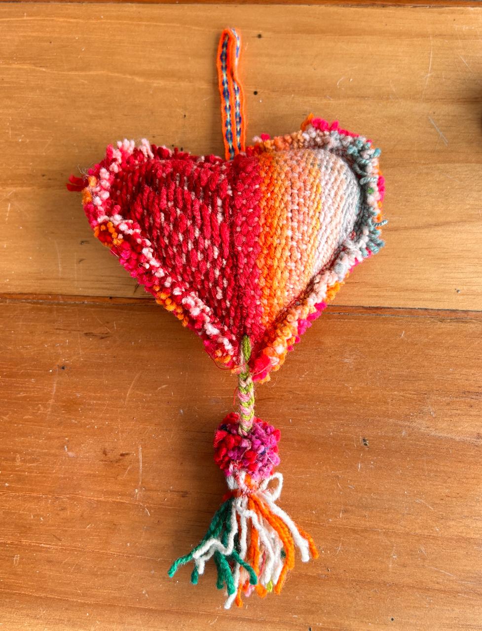 Handmade Andean Wool Heart Ornament – Andean Hanging Decor
