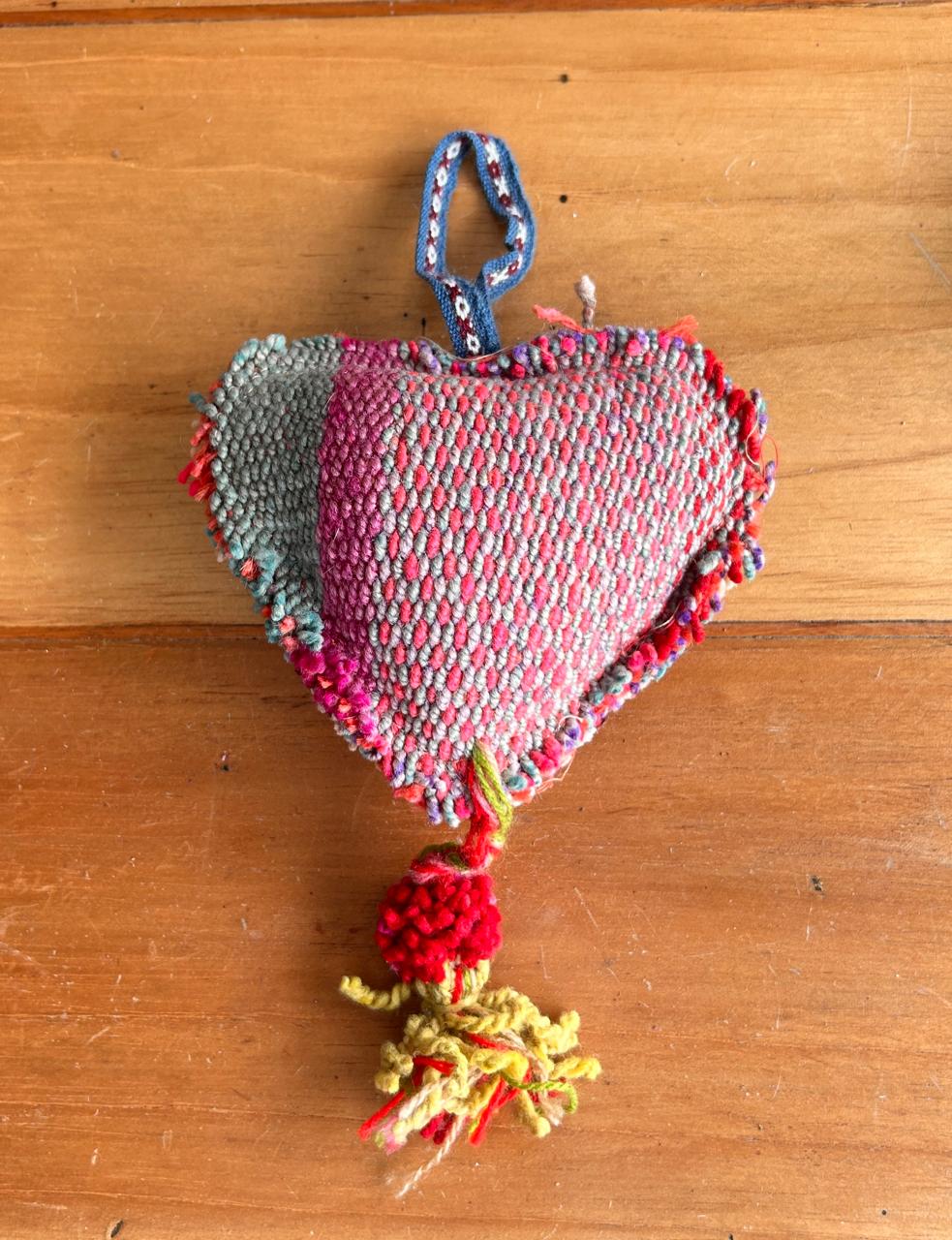 Handmade Andean Wool Heart Ornament – Andean Hanging Decor