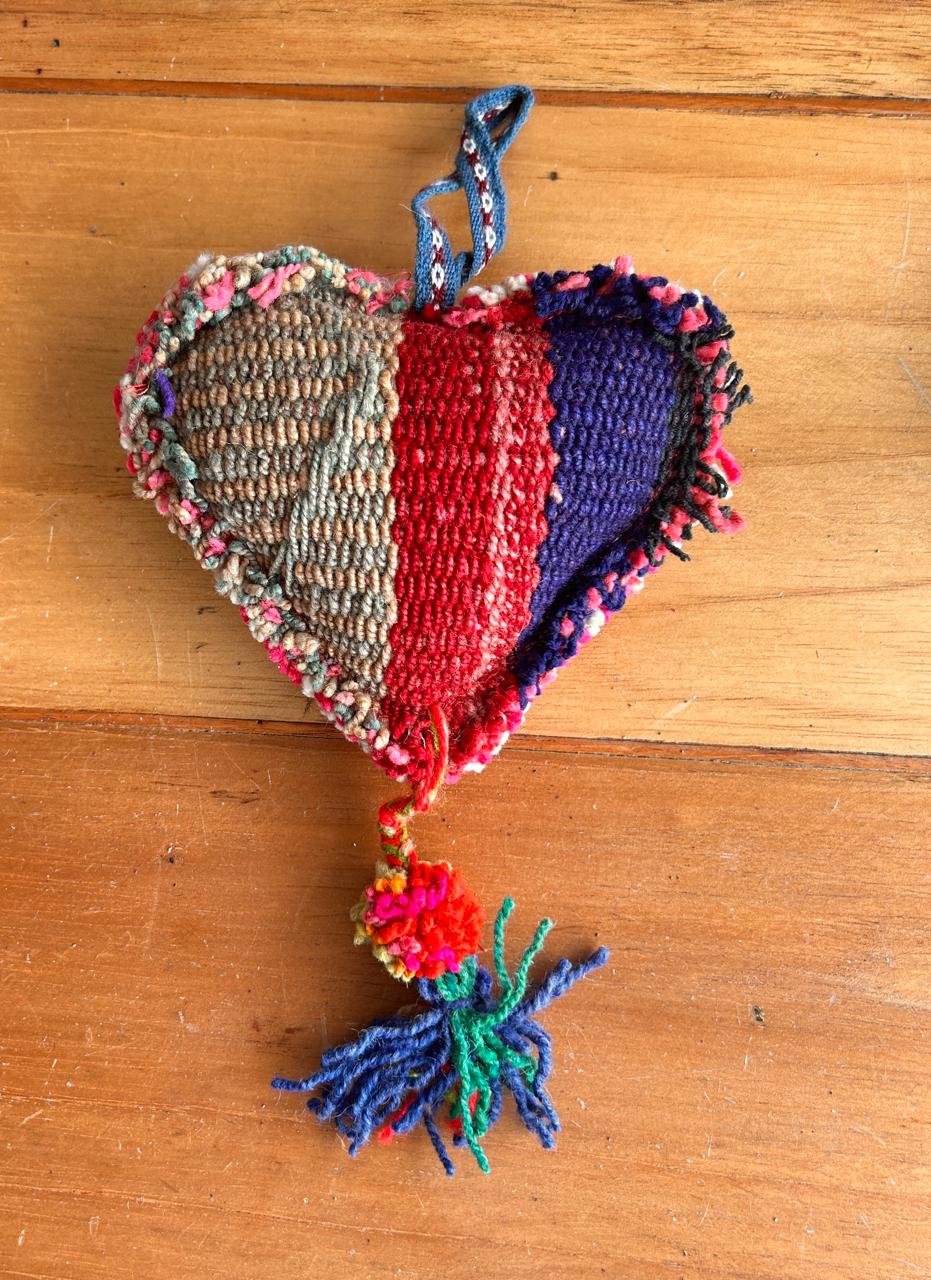 Handmade Andean Wool Heart Ornament – Andean Hanging Decor
