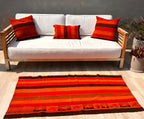 Handwoven Andean Table Runner – Red Geometric Pattern
