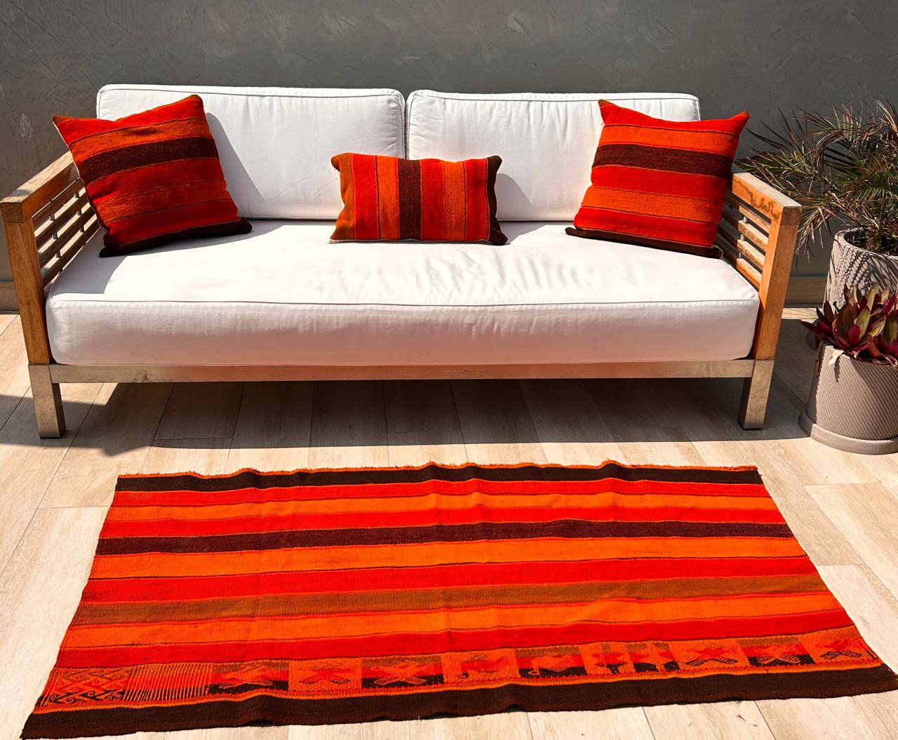 Handwoven Andean Table Runner – Red Geometric Pattern
