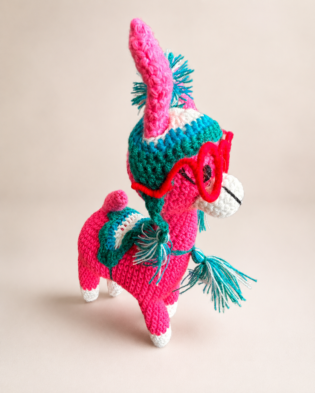 Pink knitted llama