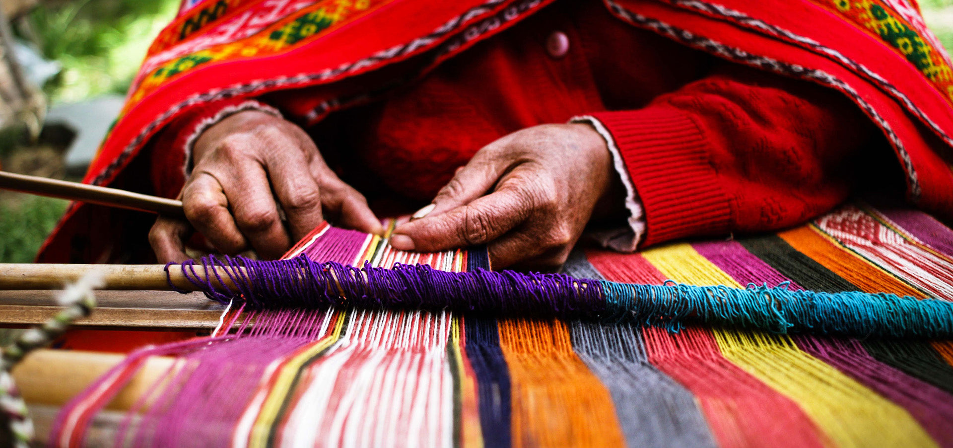 Handwoven Andean Table Runner – Red Geometric Pattern